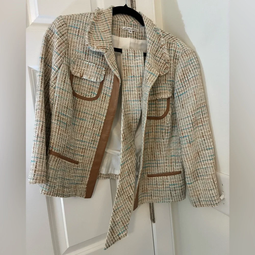 Vintage Lillie Rubin Tweed & Leather Blazer 8